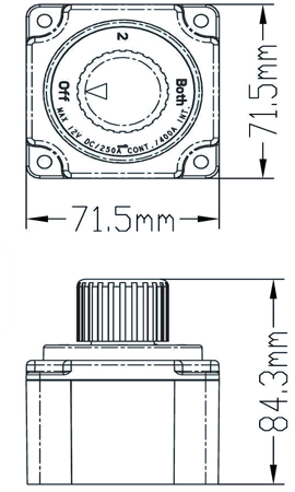 Выключатель массы на 2 аккум, 250-350 А, 12-48 В